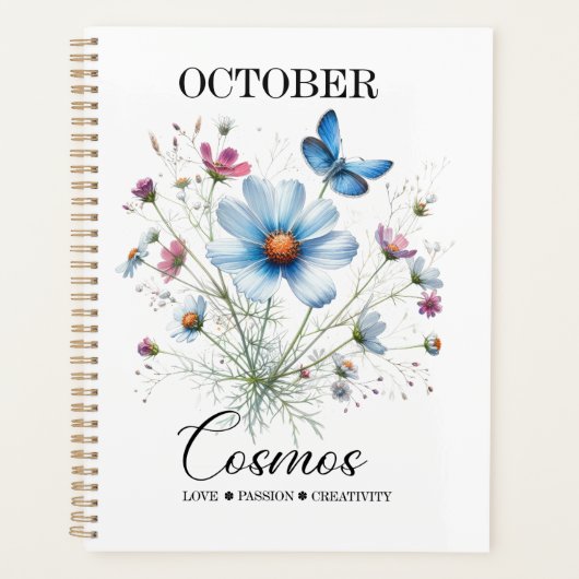 Cosmic Petals • October Birth Flower Notebook Planner (Voorkant)