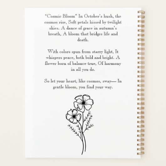 Cosmic Petals • October Birth Flower Notebook  Planner (Achterkant)