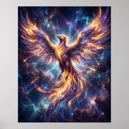 Cosmic Phoenix Rising Flame Poster (Voorkant)