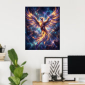 Cosmic Phoenix Rising Flame Poster (Thuiskantoor)