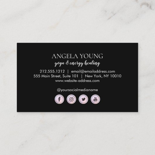 Cosmic Pink Moon Yoga, Life Coach, Astrologer Visitekaartje (Achterkant)