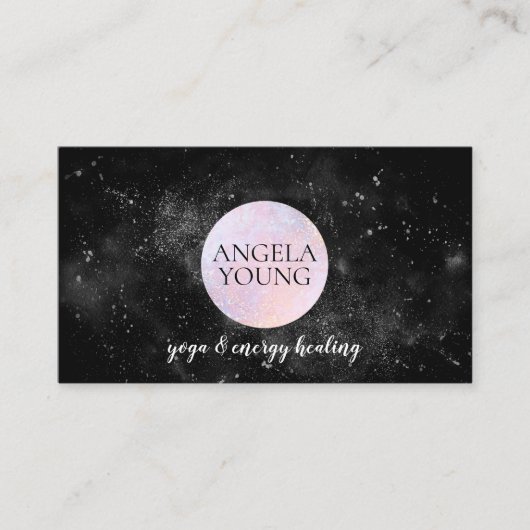 Cosmic Pink Moon Yoga, Life Coach, Astrologer Visitekaartje (Voorkant)