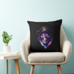 Cosmic Pirate Skull Galaxy Throw Pillow Kussen<br><div class="desc">Add a bold cosmic touch to your space with this striking Cosmic Pirate Skull pillow. Featuring a glowing pirate skull wearing a classic tricorn hat and infused with vibrant galaxy colors, this design blends pirate legend with deep space aesthetics. Electric blue eyes and swirling nebula textures create a dramatic visual...</div>