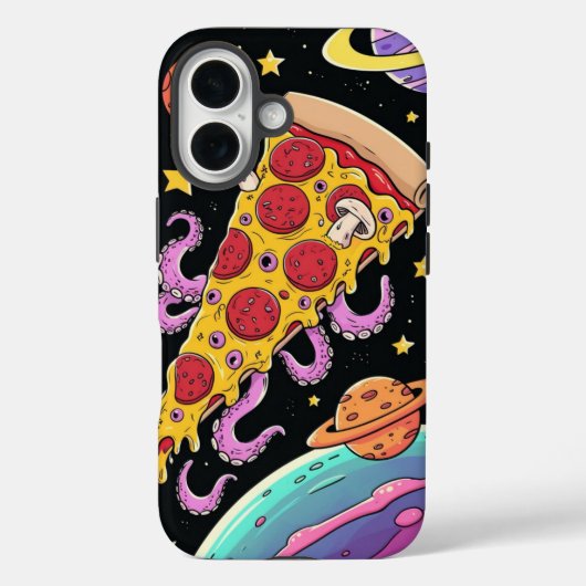 Cosmic Pizza Slice: Eigenzinnig Ruimteavontuur Case-Mate iPhone Case (Achterkant)