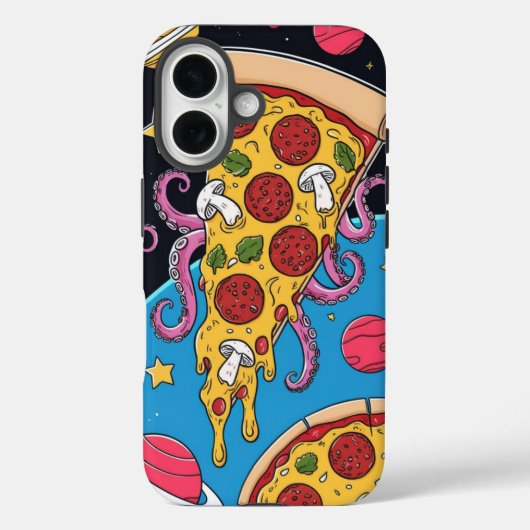 Cosmic Pizza Slice: Eigenzinnig Ruimteavontuur Case-Mate iPhone Case (Achterkant)