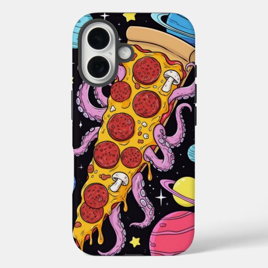 Cosmic Pizza Slice: Eigenzinnig Ruimteavontuur Case-Mate iPhone Case (Achterkant)