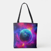 Cosmic Planet Glow Design Tote Bag (Achterkant)