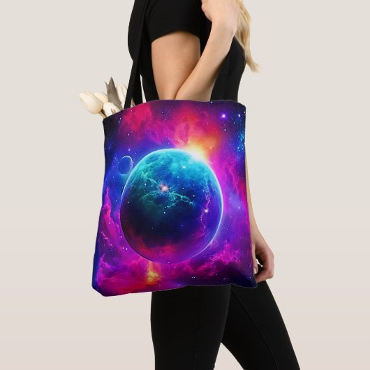 Cosmic Planet Glow Design Tote Bag (Dichtbij)