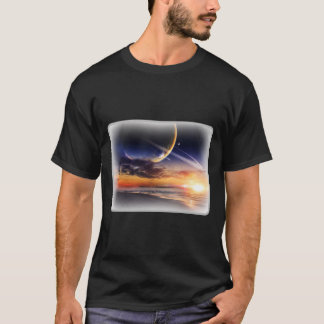 Cosmic Planet Horizon Basic Donkere T-Shirt