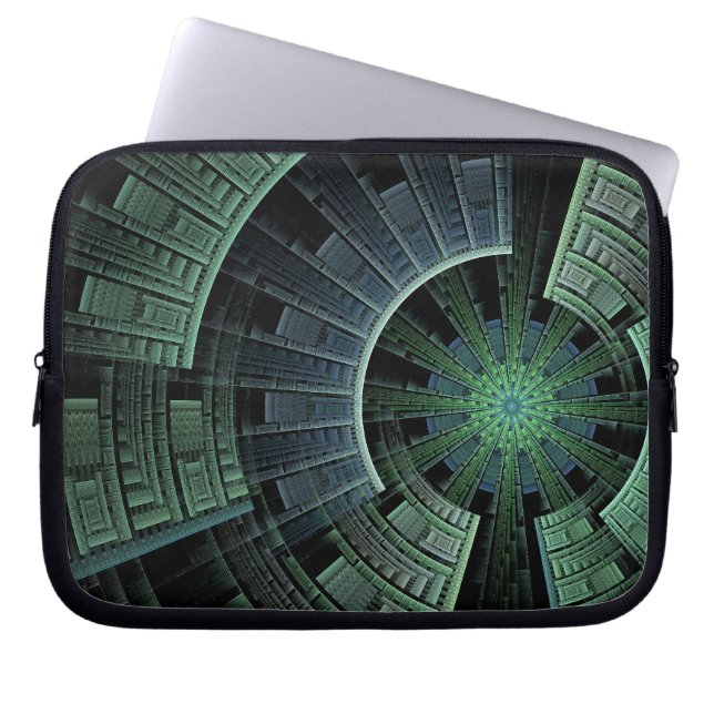 Cosmic Pod Green Abstract Laptop Sleeve (Voorkant)