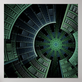 Cosmic Pod Green Abstract Poster