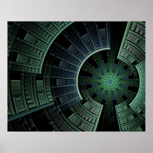 Cosmic Pod Green Abstract Poster