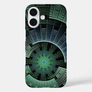 Cosmic Pod Green Geometric Abstract iPhone 16 Hoesje