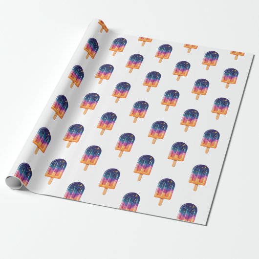 Cosmic Popsicle Wrapping Paper Cadeaupapier (Uitgerold)
