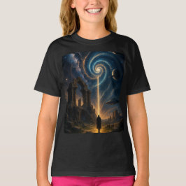 Cosmic Portal Adventure - Zwarte Graphic voor meis T-shirt