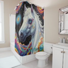 Cosmic Psychedelic Horse: surrealistische reis Douchegordijn