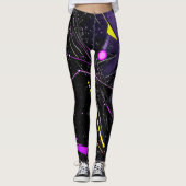 Cosmic Pulse Neon Futuristic Galaxy Leggings (Voorkant)