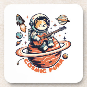 Cosmic Purr - Astro Gitarist Kat Bier Onderzetter