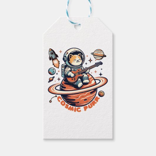 Cosmic Purr - Astro Gitarist Kat Cadeaulabel (Voorkant)