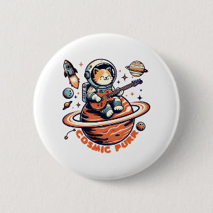Cosmic Purr - Astro Gitarist Kat Ronde Button 5,7 Cm