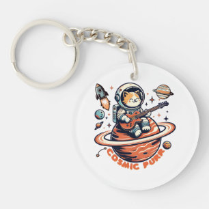 Cosmic Purr - Astro Gitarist Kat Sleutelhanger