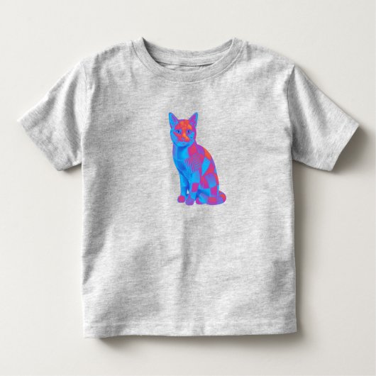Cosmic Quilt Feline – Trippy Geometric Cat Art Kinder Shirts (Voorkant)