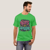 Cosmic Quips T-Shirt ontwerp in groene kleur (Voorkant volledig)