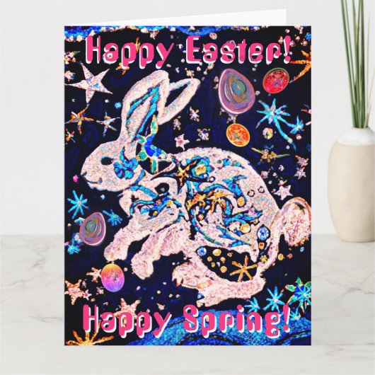 Cosmic Rabbit in Sky met sterren en eieren Kaart (Voorkant)