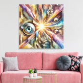 Cosmic Radiance Geometric Eye Abstracte kunst Canvas Afdruk (Insitu (Woonkamer))