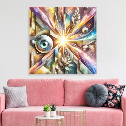 Cosmic Radiance Geometric Eye Abstracte kunst Canvas Afdruk (Insitu (Woonkamer))