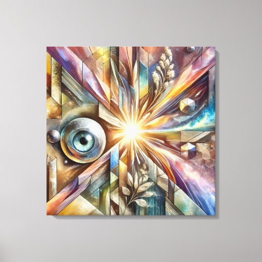 Cosmic Radiance Geometric Eye Abstracte kunst Canvas Afdruk (Voorkant)