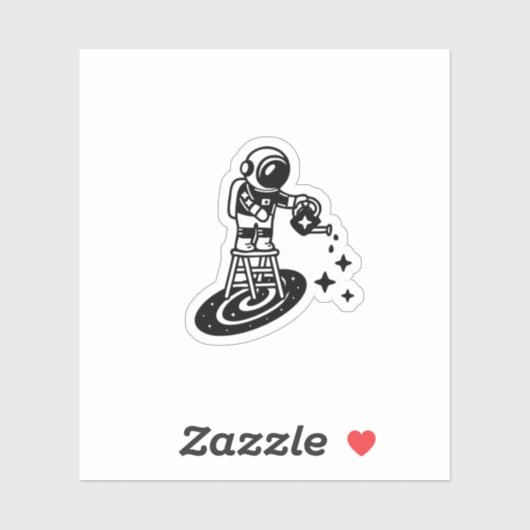 Cosmic Rain – Astronaut Watering Stars Sticker  (Vel)