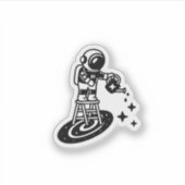 Cosmic Rain – Astronaut Watering Stars Sticker  (Voorkant)