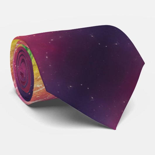 Cosmic Rainbow Energy Nonbinary LGBTQ+ Pride Stropdas (Opgerold)