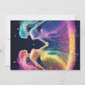 Cosmic Rainbow Lovers LGBTQIA Lesbische Huwelijk Kaart (Achterkant)