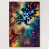 Cosmic Rainbow paars blauw-gele rode galactische Legpuzzel (Verticaal)
