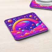 Cosmic Rainbow Planet Art Bier Onderzetter (Linkerzijde)