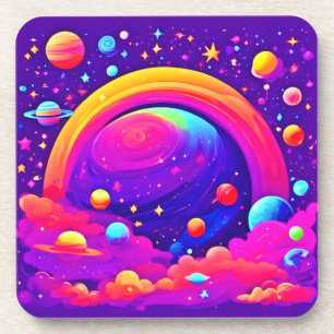 Cosmic Rainbow Planet Art Bier Onderzetter
