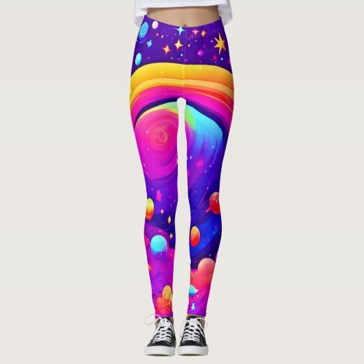 Cosmic Rainbow Planet Art Leggings (Voorkant)