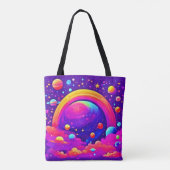 Cosmic Rainbow Planet Art Tote Bag (Achterkant)