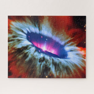Cosmic red blue and roze blackhole sterren explode legpuzzel