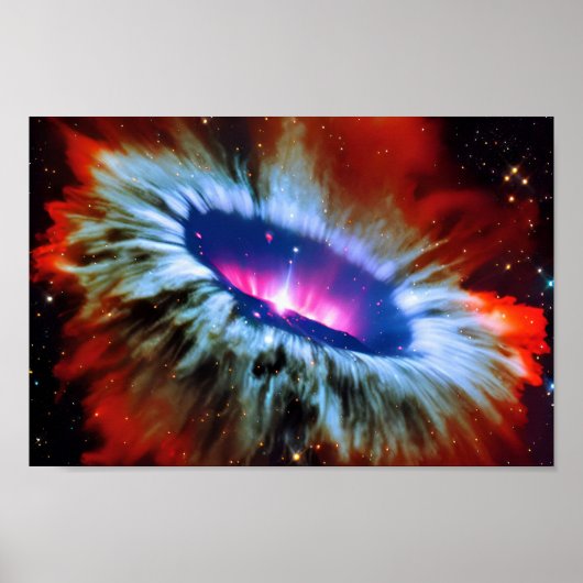 Cosmic Red Blue Explosion Outerspace CosmicArt Poster (Voorkant)