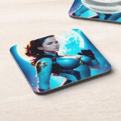 Cosmic Retro 50's Sci-Fi Nova Space Ranger Bier Onderzetter (Linkerzijde)