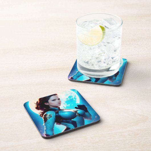 Cosmic Retro 50's Sci-Fi Nova Space Ranger Bier Onderzetter (Rechterzijde)