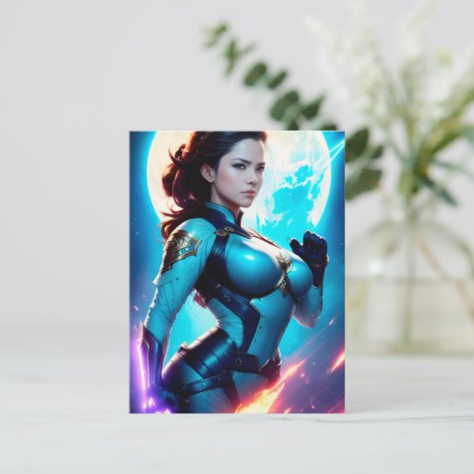 Cosmic Retro 50's Sci-Fi Nova Space Ranger Briefkaart (Staand voorkant)