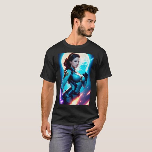 Cosmic Retro 50's Sci-Fi Nova Space Ranger T-shirt (Voorkant volledig)