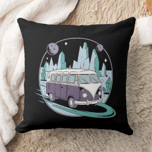 Cosmic Road Trip - Retro Van onder de sterren Kussen