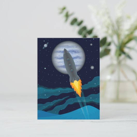 Cosmic Rocketship Scene Briefkaart (Staand voorkant)