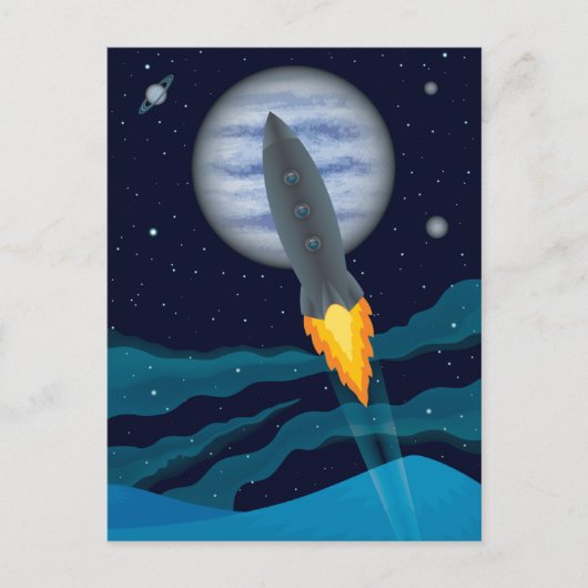 Cosmic Rocketship Scene Briefkaart (Voorkant)