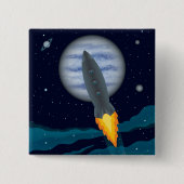 Cosmic Rocketship Scene Vierkante Button 5,1 Cm (Voorkant)